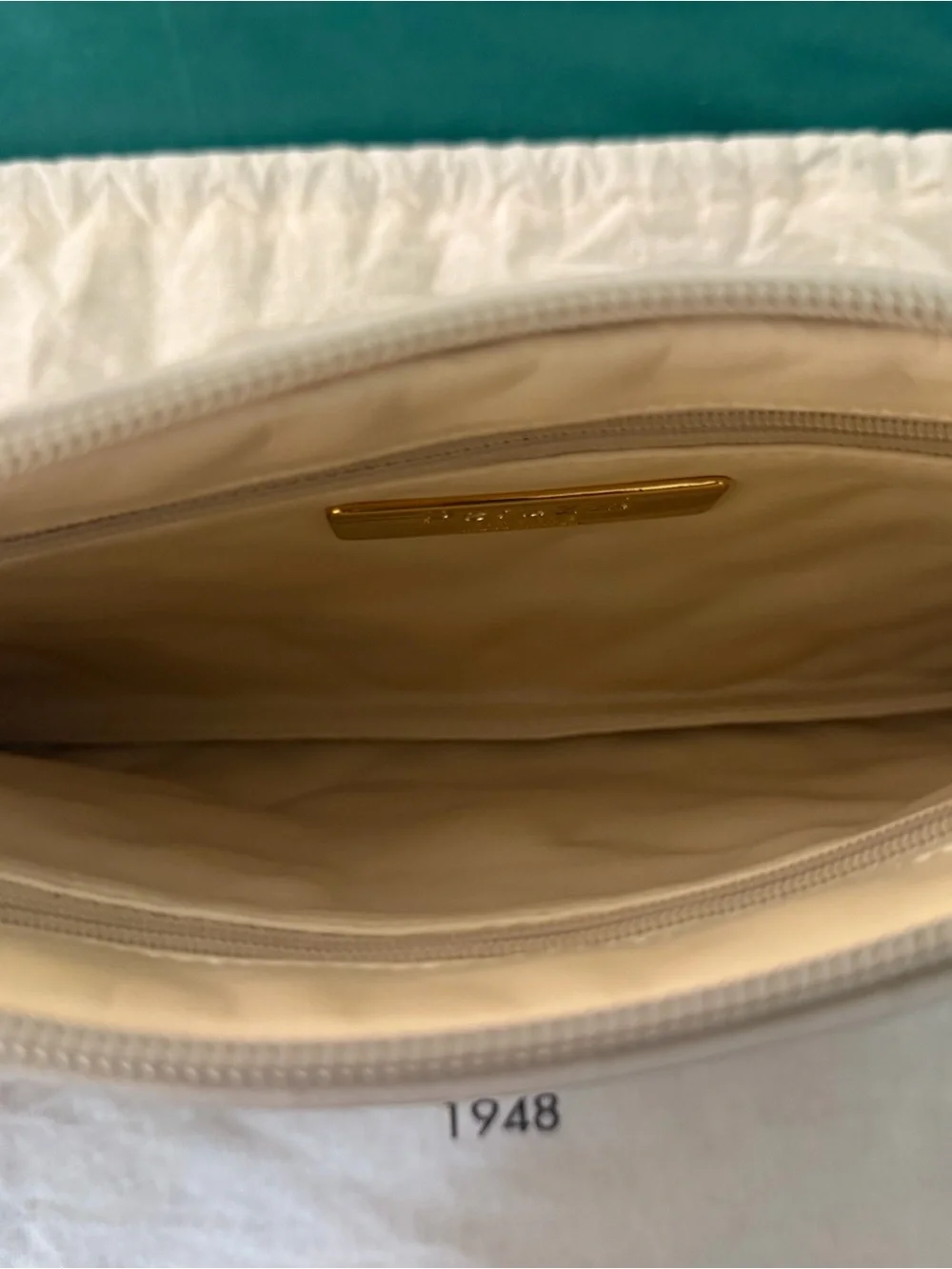 Quilted Leather Clutch in Light Beige